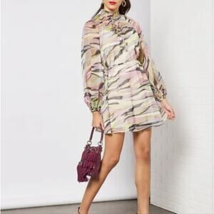 Ted Baker Zeenaa Blouson Puff Sleeve Mini Dress NWT Size 1 US 4 Dusty Pink Rose